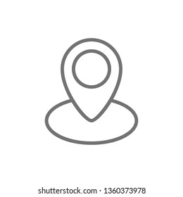 Location pin in circle, street views, map marker line icon.