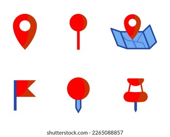 Location pin collection. Pointer icon for pin on the map to show the location. Vector resources