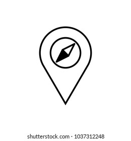 Location Pin Compass Adventure Thin Line Icon Design