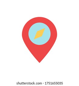 Pin de ubicación, icono de brújula. Elementos vectoriales simples de color de los iconos de camping para ui y ux, sitio web o aplicación móvil