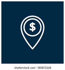 Location pin with dollar sign vector icon