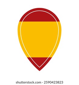 Location pin filled with colors of the Spanish flag. Map pointer icon for indicating locations related to Spain. Vector icon for mobile apps, UI and web design