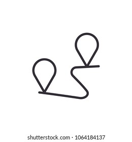 Location pin flag arrow vector icon simple flat outline