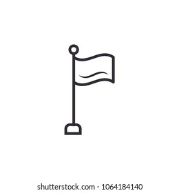 Location pin flag arrow vector icon simple flat outline