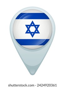 Location pin with flag of Israel. Vector.