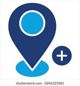 Ilustração do vetor do ícone azul plano do pino de localização