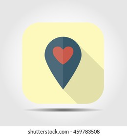 location pin flat icon with long shadow, vector illustration