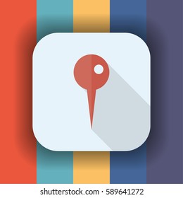 location pin flat icon with long shadow, vector illustration