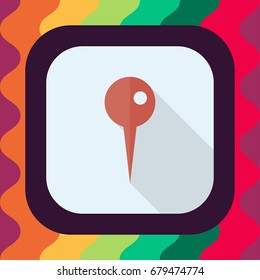 location pin flat icon with long shadow, vector illustration