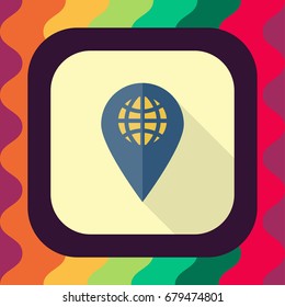 location pin flat icon with long shadow, vector illustration