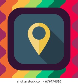 location pin flat icon with long shadow, vector illustration