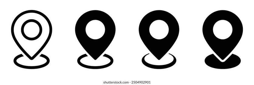 Location pin flat vector icon designs set