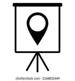 Location pin and flipchart on white