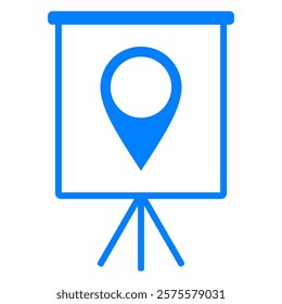 Location pin and flipchart on white