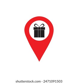 Location Pin With Gift Box Icon