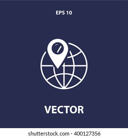 location pin and globe icon. vector eps10 icon
