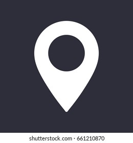 Location pin gps Application Mobile icon in trendy flat style white on isolated dark background symbol for your design logo UI Vector illustration EPS10