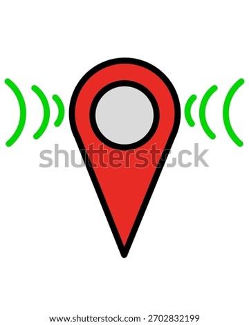 Location Pin GPS Signal Wireless Broadcasting Tracking Satellite Icon