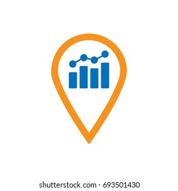location pin with graph logo design template