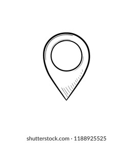 Location pin hand drawn outline doodle icon. Map pointer, place location, GPS pin and navigation concept. Vector sketch illustration for print, web, mobile and infographics on white background.