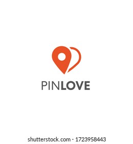 Location pin with heart logo logo