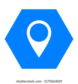 Location pin and hexagon on white