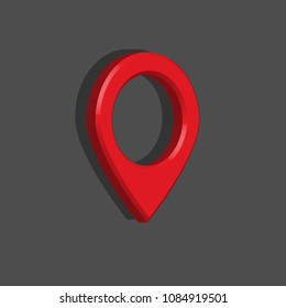 location pin icon in 3d format on gray background.