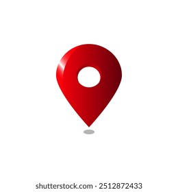 Location pin icon 3d vector. Map Address direction navigation indicator marker point red sign symbol isolated on white 