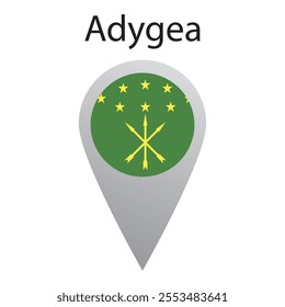 Location pin icon of Adygea flag. Simple vector illustration.