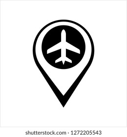 Location Pin Icon For Airplane Vector Art Illustration