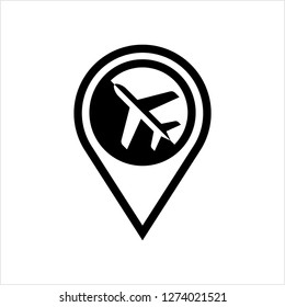 Location Pin Icon For Airplane Vector Art Illustration