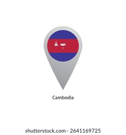 Location Pin icon of Cambodia flag. Simple vector illustration.