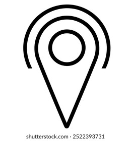 A location pin icon with circular waves, symbolizing GPS or location services.