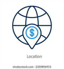 Location and pin icon concept
