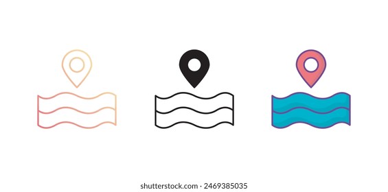 Locación Pin diseño de iconos con fondo blanco ilustración de stock