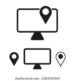 Location pin icon. Desktop marker vector. Navigation symbol concept. Black map pointer.