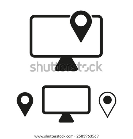 Location pin icon. Desktop marker vector. Navigation symbol concept. Black map pointer.