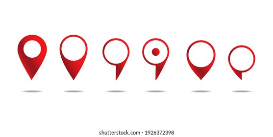 Location pin icon.Map drop pointer icon set.   Vector illustration on white background. 
