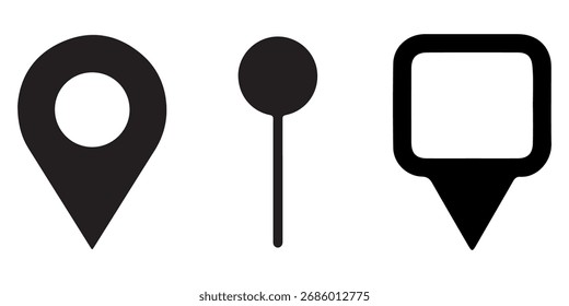 Icono de pin de ubicación en estilos editable de trazo, contorno y relleno. para diseños de navegación, mapas y geolocalización en App, Sitios web e interfaces de usuario