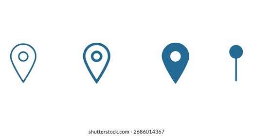 location pin icon in editable stroke, outline, and filled styles. for navigation, maps and geolocation designs in apps, websites and user interfaces