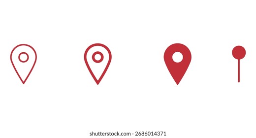 location pin icon in editable stroke, outline, and filled styles. for navigation, maps and geolocation designs in apps, websites and user interfaces