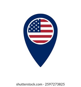 Location pin icon featuring the american flag, symbolizing navigation and geographical precision.