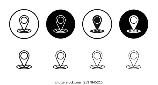 Location pin icon Flat simple outline set