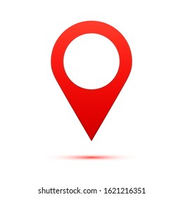 Location pin icon flat vector design red concept illustration