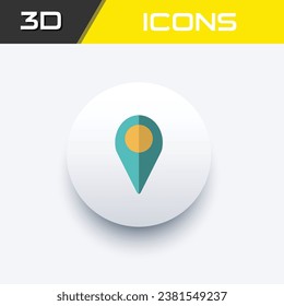 Location pin icon, Geo Map Direction 3D icon editable file