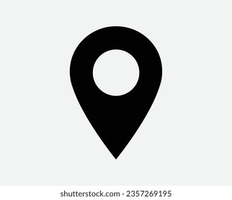 Location Pin Icon GPS Map Position Satellite Navigation Direction Place Mark Marker Destination Search Black White Shape Outline Vector Sign Symbol