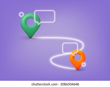 Location pin icon. GPS navigator pointer. 3D Web Vector Illustrations. 