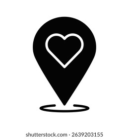 Location pin icon heart shape love map.