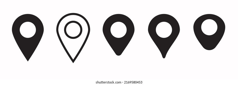 Location pin icon. Location icons as a map location symbol or marker. GPS location indicator. Icon set flat vector style - stock vector illustration.