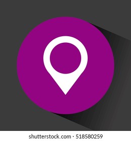 location pin icon inside purple circle over backgorund. vector illustration